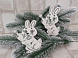 Кролик - символ 2023 року, прикраса на ялинку, фанера 11х10 см, фото 5