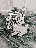 Кролик - символ 2023 року, прикраса на ялинку, фанера 11х10 см, фото 8