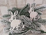 Кролик - символ 2023 року, прикраса на ялинку, фанера 11х10 см, фото 9
