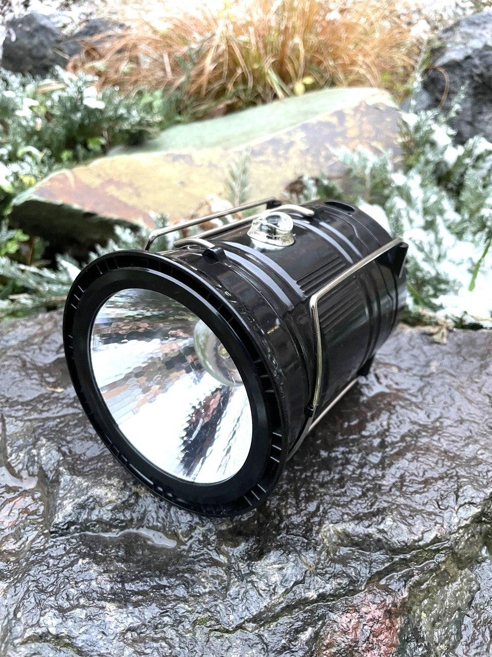 Ліхтар кемпінговий висувний світлодіодний із сонячною панеллю 1W+6LED USB Чорний (HT-5800T)