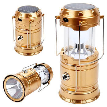 Кемпінговий ліхтар-світильник акумуляторний, OR-5900T, Золотий / Ліхтарик для кемпінгу на сонячних батареях