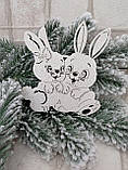 Кролик - символ 2023 року, прикраса на ялинку, фанера 11х10 см, фото 2
