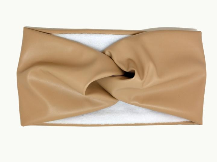 Пов'язка для волосся утеплена бежева, фото 1