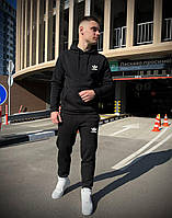 Мужской зимний спортивный костюм Adidas черный | Комплект худи и штаны Адидас