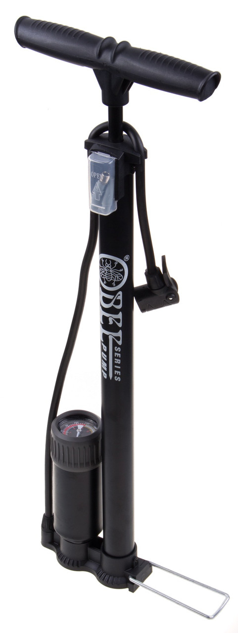 Насос велосипедний підлоговий BEE Р32ВС-03 алюмінієвий AV/FV з манометром, дод. насадки, фото 1