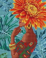 Діамантова мозаїка Дівчина - тропічна квітка, 40х50 см