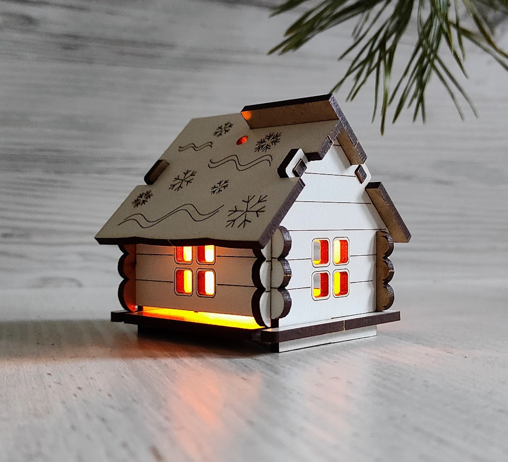 3D новорічна листівка.Різдвяна Іграшка 3D,  будиночок підвіска.