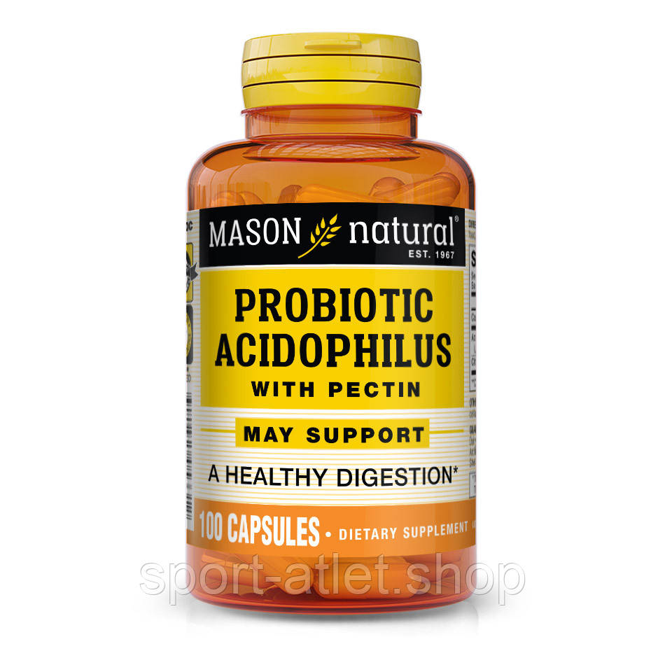 Пробіотики і пребіотики Mason Natural Probiotic Acidophilus with Pectin, 100 капсул, фото 1