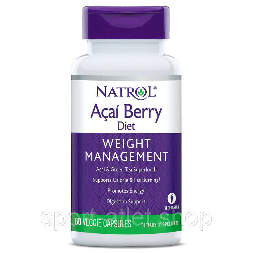 Натуральна добавка Natrol Acai Berry Diet 500 mg, 60 вегакапсул, фото 1