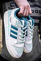 Кросси для хлопців з м"ятними вставками Adidas Forum Exhibit Low Grey\Mint. Чоловіче взуття Адідас Форум.