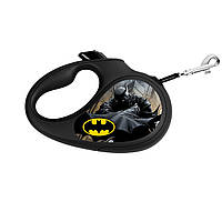 Поводок-рулетка для собак WAUDOG R-leash рисунок "Бэтмен Черный", размер M, длина 5 м (до 25 кг)