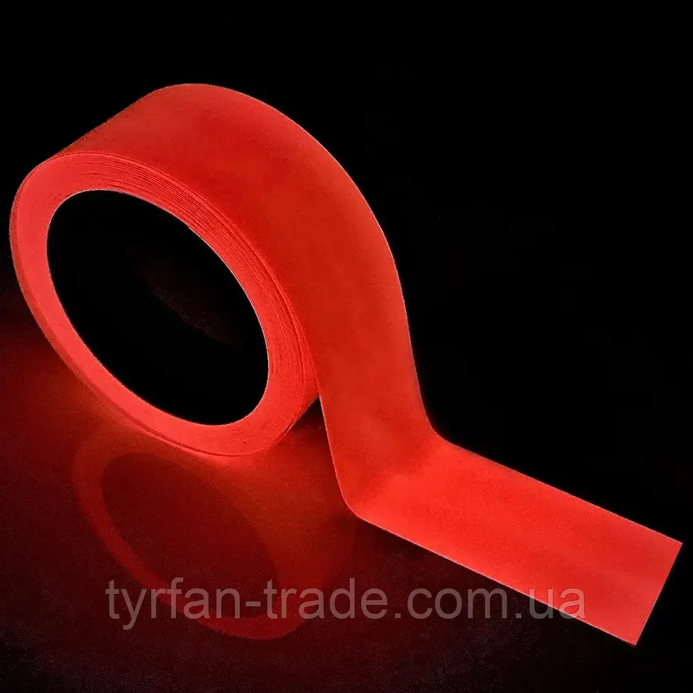 Скотч світний у темряві червоний колір