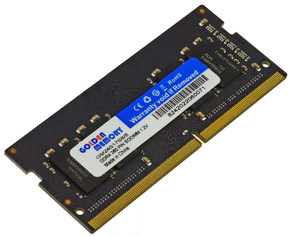 Оперативна пам'ять DDR4 2400MHz 8 GB SoDIMM для ноутбука (PC4-19200) — CL17 1.2V Golden Memory GM24S17S8/8