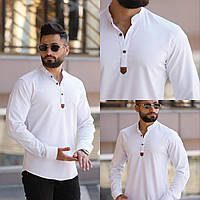 Модельная белая хлопковая рубашка мужская
