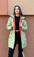 Куртка зимняя длинная молодежная с искусственным мехом 44