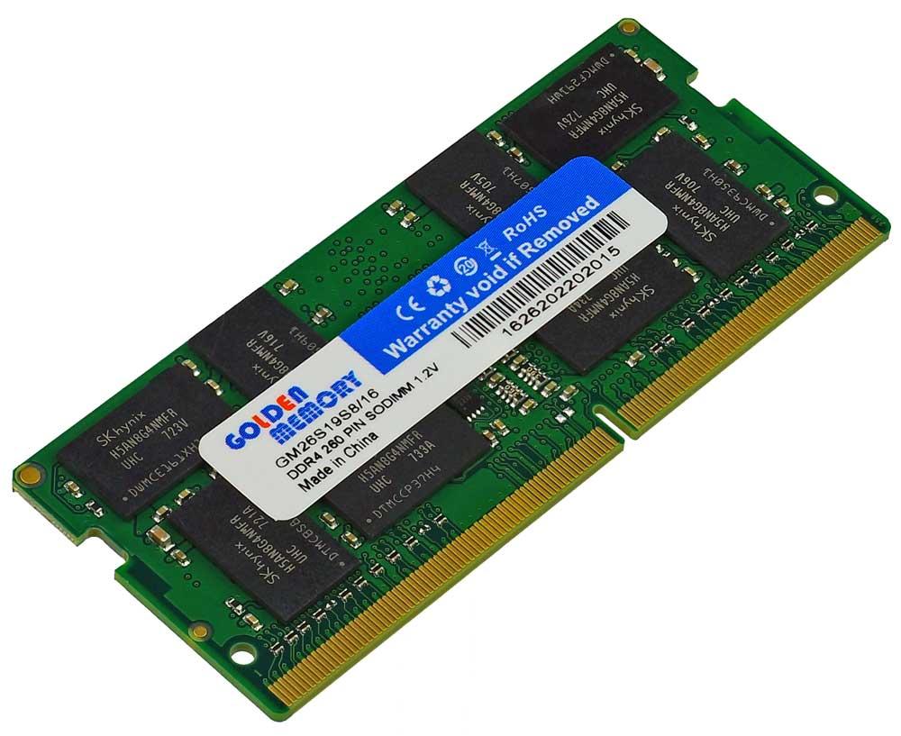 Оперативна пам'ять DDR4 2666MHz 16 GB SoDIMM для ноутбука (PC4-21300) — CL19 1.2V Golden Memory GM26S19S8/16