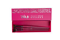 Zola Набор кистей профессиональный для покраски бровей MAGIC BROW BRUSHES малиновый