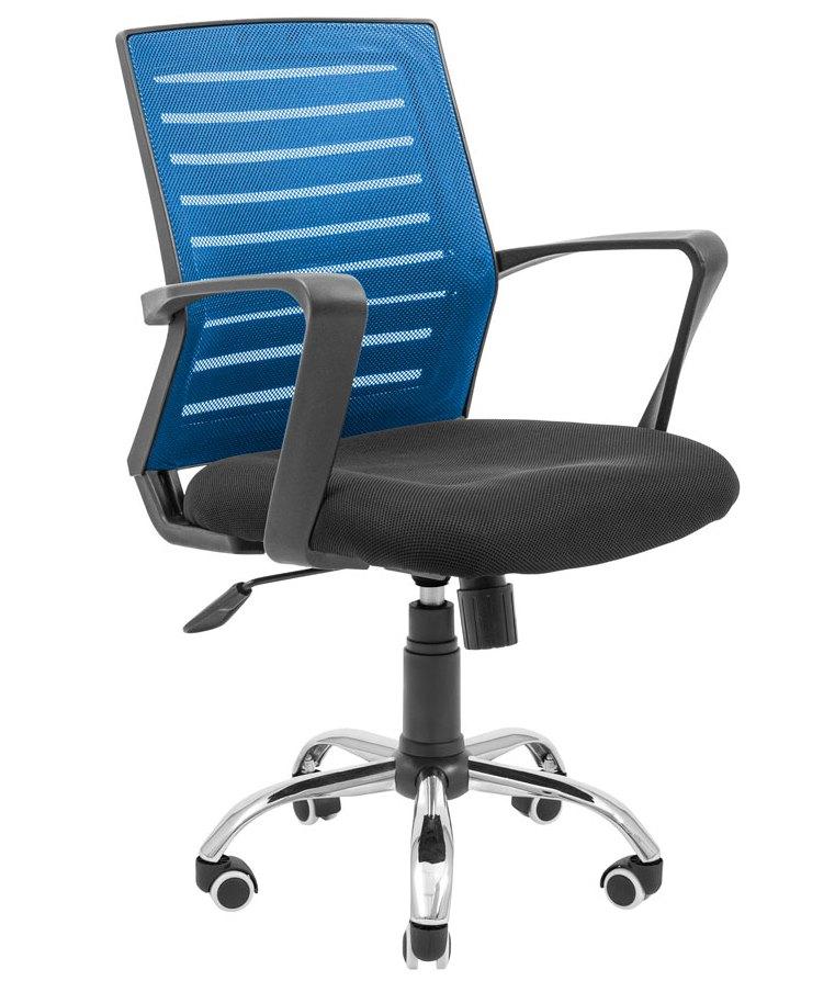 Крісло офісне комп'ютерне Флеш Ю — Хром сидіння чорне спинка синя ТМ Richman, фото 1
