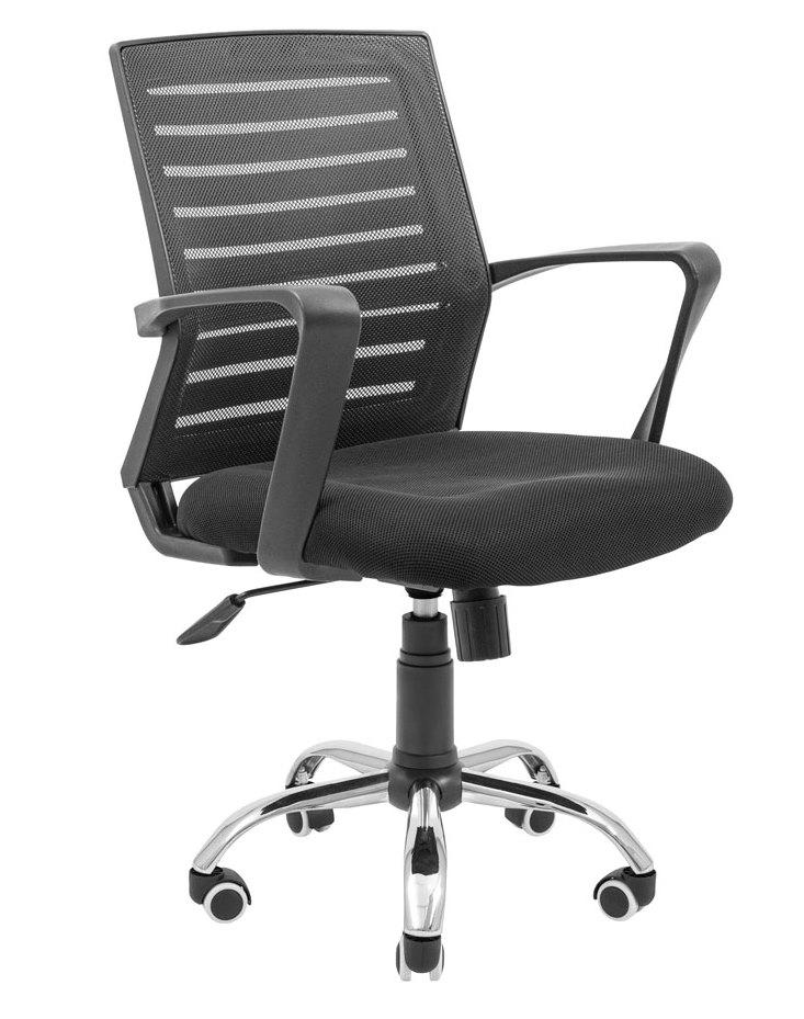 Крісло офісне комп'ютерне Флеш Ю — Хром сидіння чорне спинка сіра ТМ Richman, фото 1