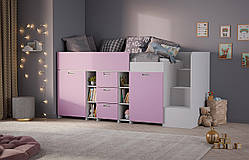 Ліжко зі столом та шафами у лавандовому кольорі MS702