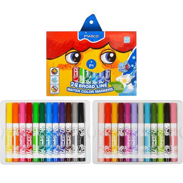 Фломастери товсті на водній основі  Marco Super Washable Jumbo 24 кольорів(1632-24CB), фото 1
