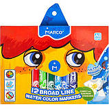 Фломастери товсті на водній основі Marco Super Washable Jumbo 12 кольорів (1632-12CB), фото 3