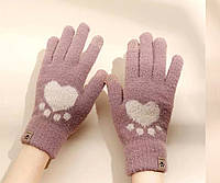 Зимні жіночі рукавички сенсорні, з начесом, плюшеві, теплі. Колір пильно- коричневий