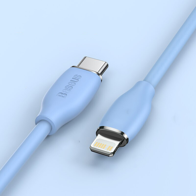 Кабель для швидкої зарядки Type-C на Lightning PD 20W BASEUS Jelly Liquid Silica Gel 1.2м (блакитний)