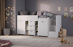 Ліжко зі столом та шафами в білому кольорі MS702