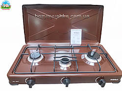 Плита газова Nurgaz 3007 на 3 конфорки з кришкою