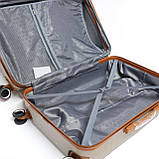 Мала пластикова валіза на 4-х колесах Worldline золотиста, фото 3