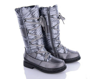 Чоботи зимові для дівчинки дутики сірі