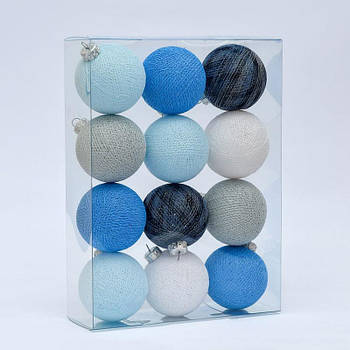Новорічні ялинкові іграшки-кулі з ниток Blue Mix