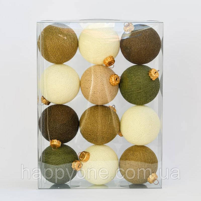 Новорічні ялинкові іграшки-кулі з ниток Brown Sand, фото 1