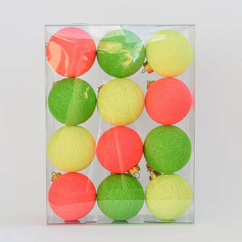 Новорічні ялинкові іграшки-кулі з ниток Coral Pink