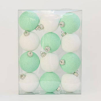 Новорічні ялинкові іграшки-кулі з ниток Mix Aqua