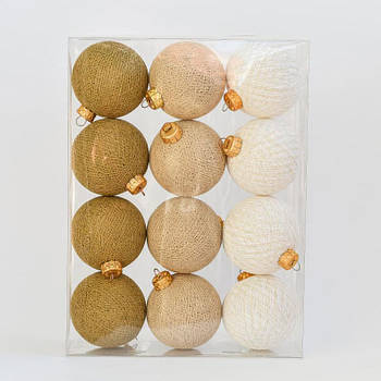 Новорічні ялинкові іграшки-кулі з ниток Cream Sand