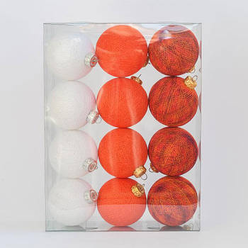 Новорічні ялинкові іграшки-кулі з ниток Mix Orange