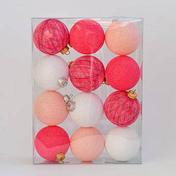 Новорічні ялинкові іграшки-кулі з ниток Pink Set