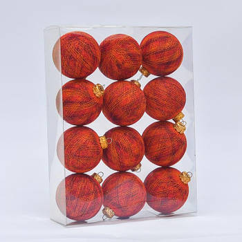 Новорічні ялинкові іграшки-кулі з ниток Vintage