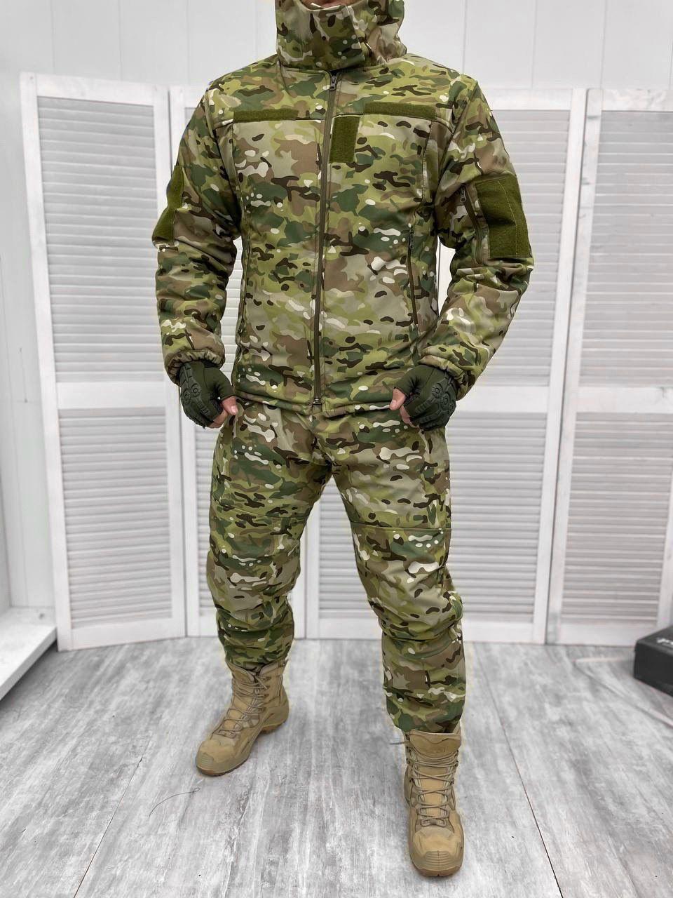 Зимовий чоловічий костюм водовідштовхувальний софтшел Soft-Shell військова форма мультикам ВСУ 2XL