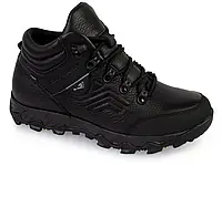 Тёплые мужские зимние кожаные ботинки на овчине boots 40-45 чёрные