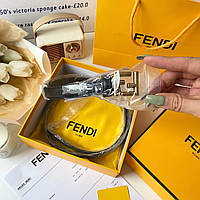 Кожаный ремень женский из натуральной кожи Fendi. Женский ремень Фенди Пояс узкий