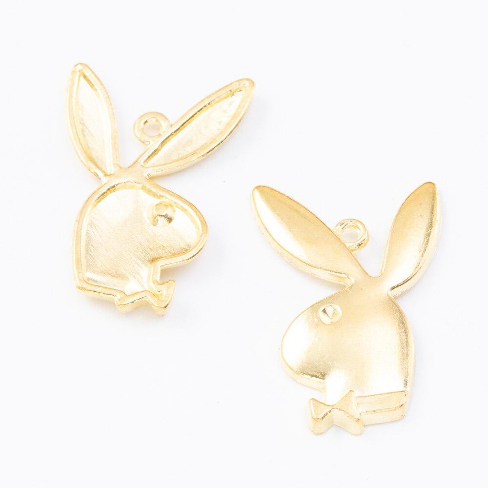 Підвіски Finding Кулон заєць кролик Play boy Золотистий 31 мм x 21 мм х 3 мм
