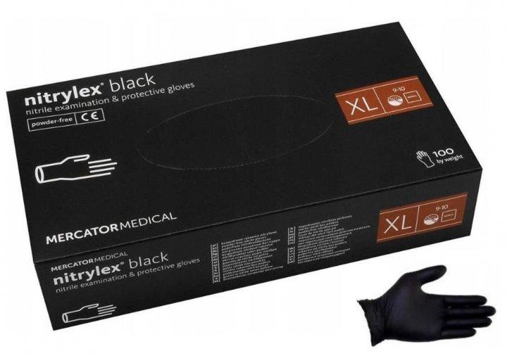 Рукавички нітрилові MERCATOR Nitrylex BLACK неопудрені, розмір XL100 шт\50 пар Чорні, фото 1