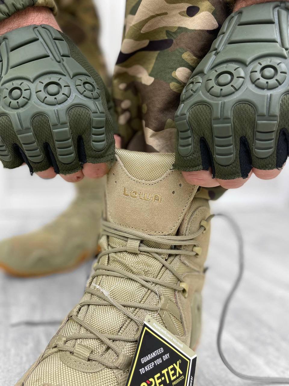 Берці черевики чоловічі всесезонні LOWA тактичні, армійські черевики ЛОВА військові демісезонні Койот