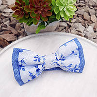 Детский галстук бабочка голубой цветочный принт BW cotton