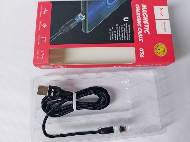 Кабель Lightning 1,2м 2,4А з магнітом U76
