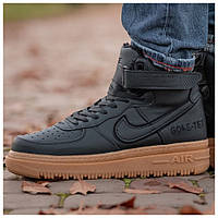 Мужские зимние кроссовки Nike Air Force 1 High Gore-Tex Black, черные кожаные кроссовки найк аир форс гортекс