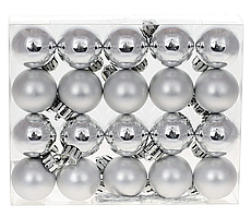 Ялинкові кулі, 3 см, срібний мікс, пластик